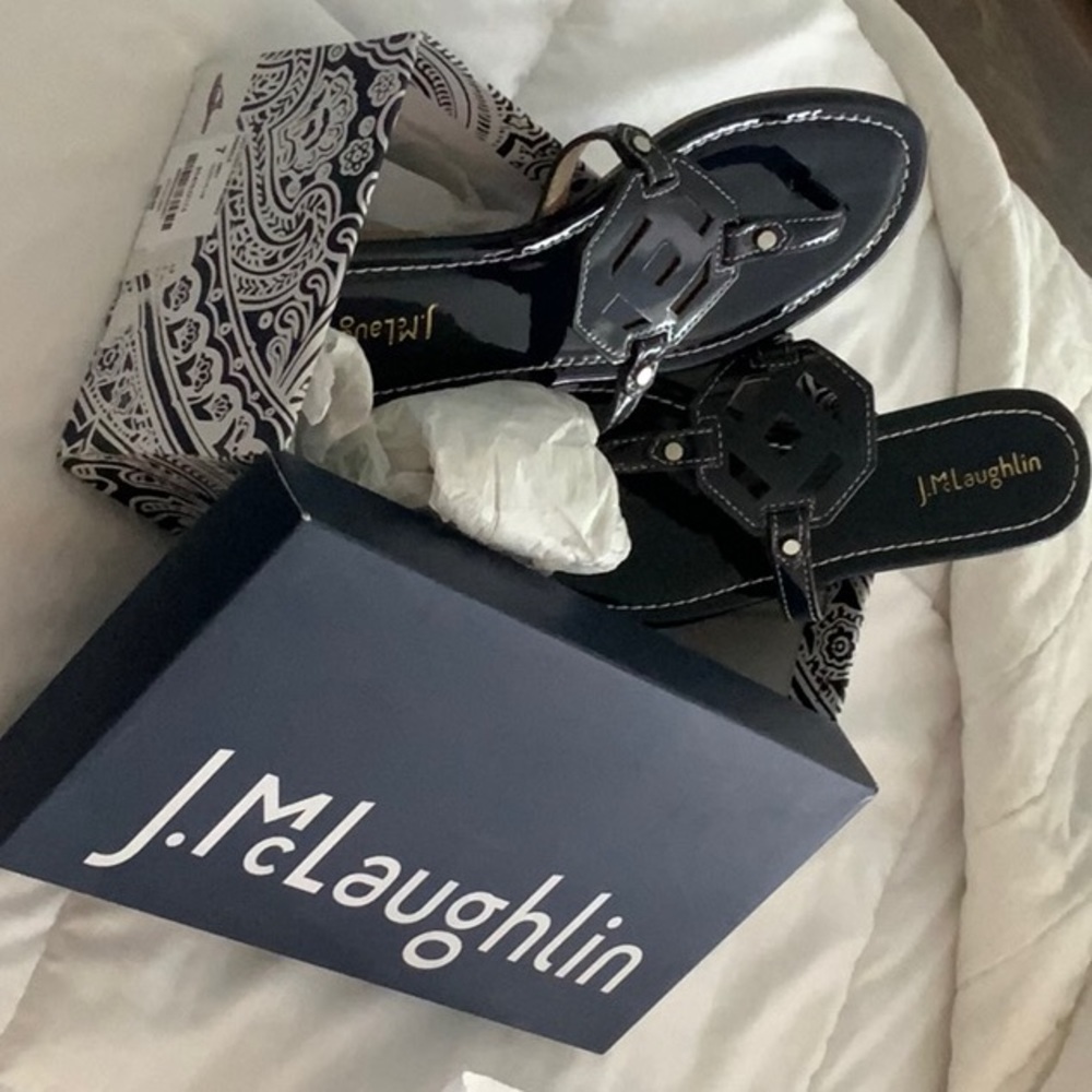 J. McLaughlin Lucy Coco Plum Women’s Sandals in Navy patent Size 7